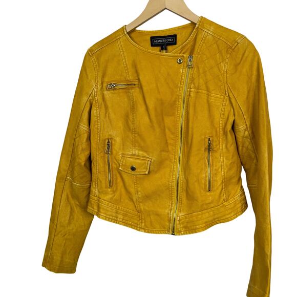 Members Only Washed Vegan Leather Moto Jacket Size S NWT - Picture 1 of 12